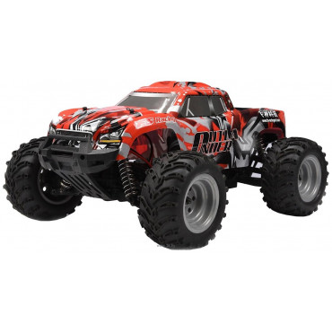 AUTOMODELO ELÉTRICO COMPLETO FS RACING OUTLANDER MONSTER TRUCK VERMELHO 1/10 4WD RÁDIO 2.4 GHZ COM BATERIA LI-ION 7.4V 2S E CARREGADOR USB 53822 V